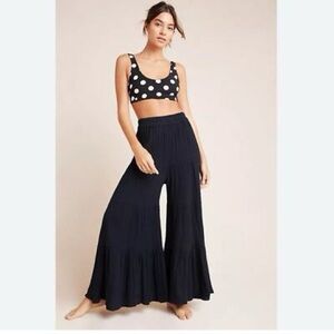 Mara Hoffman Swim Black Shelsea Wide Leg Ruffle Tier Pants